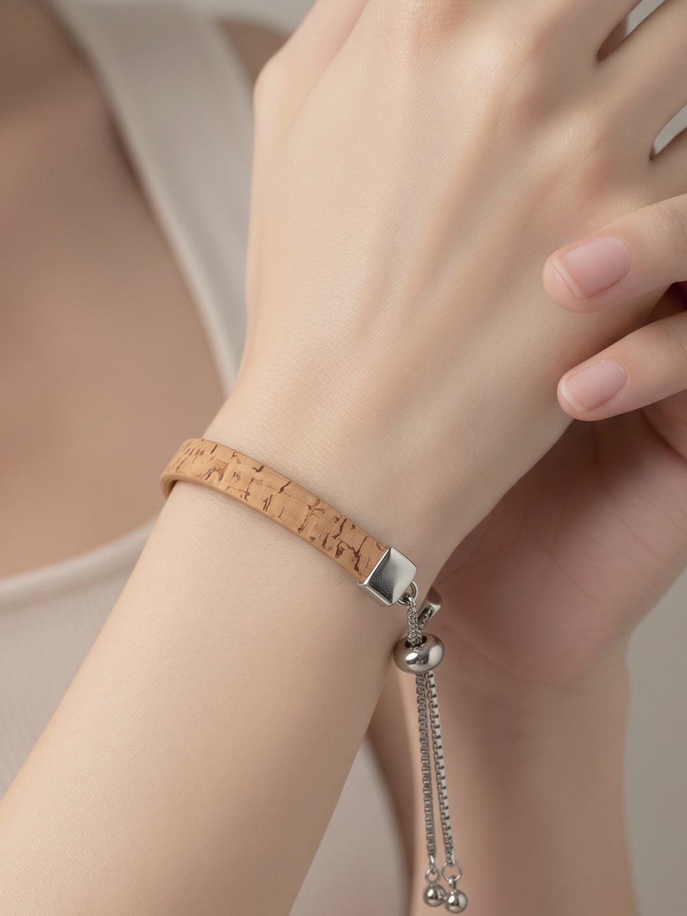 Vegan Cork Leather Fabric Bracelet